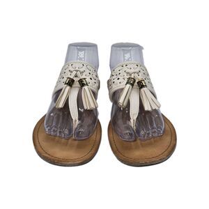 TOMMY HILFIGER Flip Flop Thong Flat Sandals Tassels Women's Size 9.5M Vacation